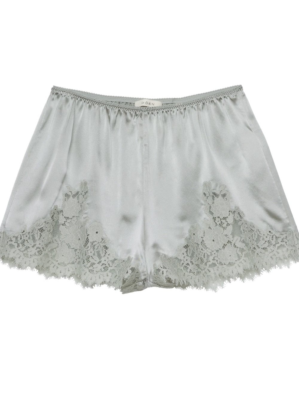 Doen Iona Silky Lace Trim Shorts - Eucalyptus